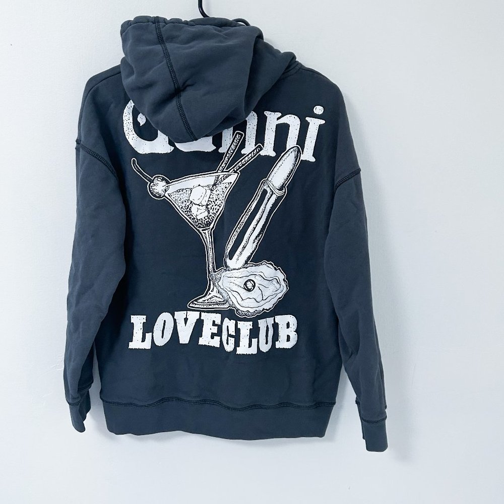 SOLD Ganni Love Club Black Graphic Hoodie Sweatshirt Women's Small Medium